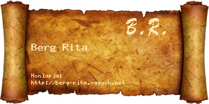 Berg Rita névjegykártya
